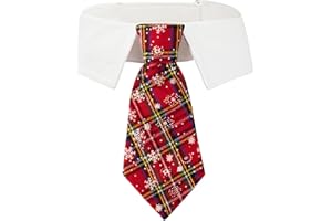 ADOGGYGO Christmas Dog Necktie Pet Tuxedo Christmas Dog Neck Tie Collar with Red Plaid Tie for Small Medium Large Dogs Pets (Medium, Red)