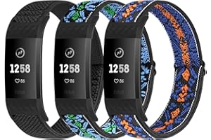 Puhuite Bands Compatible with Fitbit Charge 2 Bands for Women Men, Classic & Special Edition Adjustable Stretchy Nylon Replacement Strap Wristbands for Fitbit Charge 2