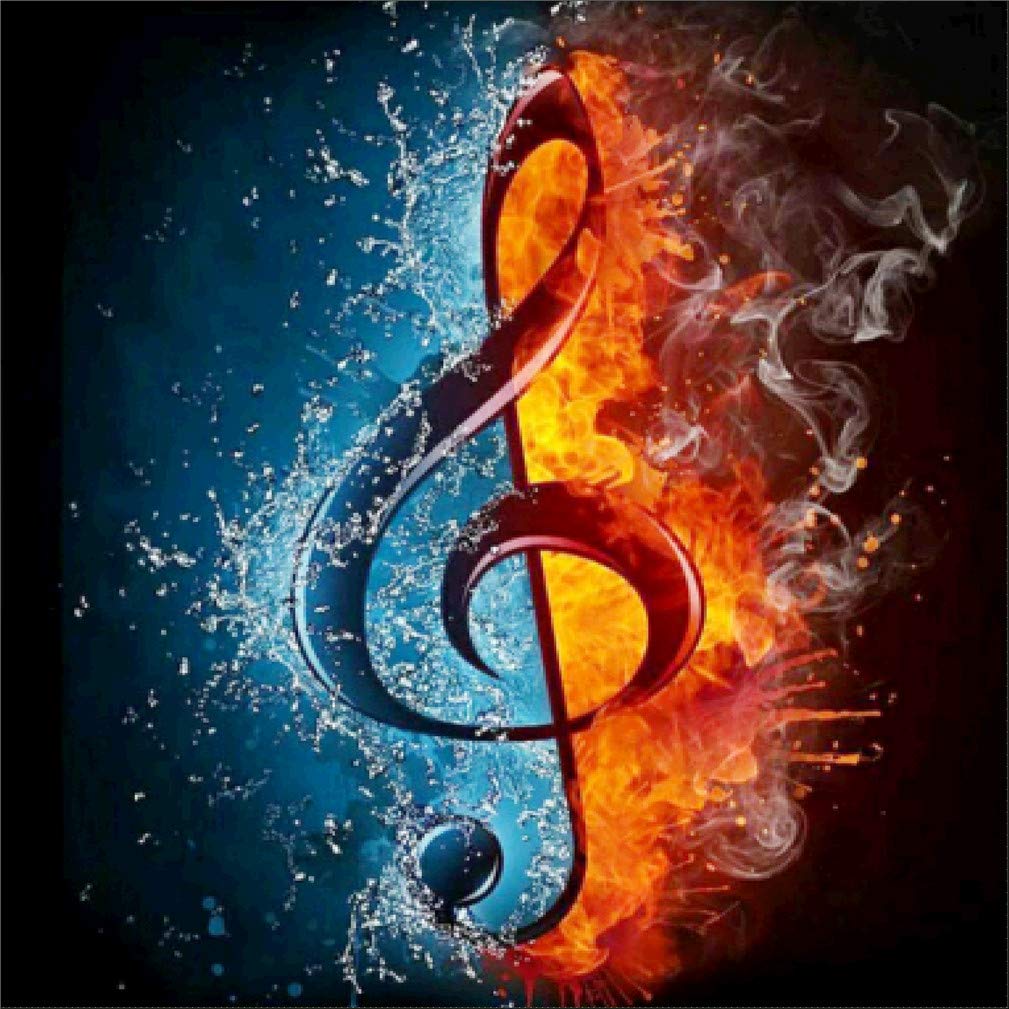 Abillyn Embroidery Cross Stitch Kits Music Note Ice and Fire Stamped with Printed Pattern Starter Kit (Music Note)