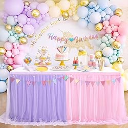 9FT Pink Tulle Table Skirt 2 Layer Tutu Table