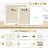 DOLLAR BOSS Cork Board Linen Double-Sided 30x40cm Wood Frame Wall Display Pin view 2