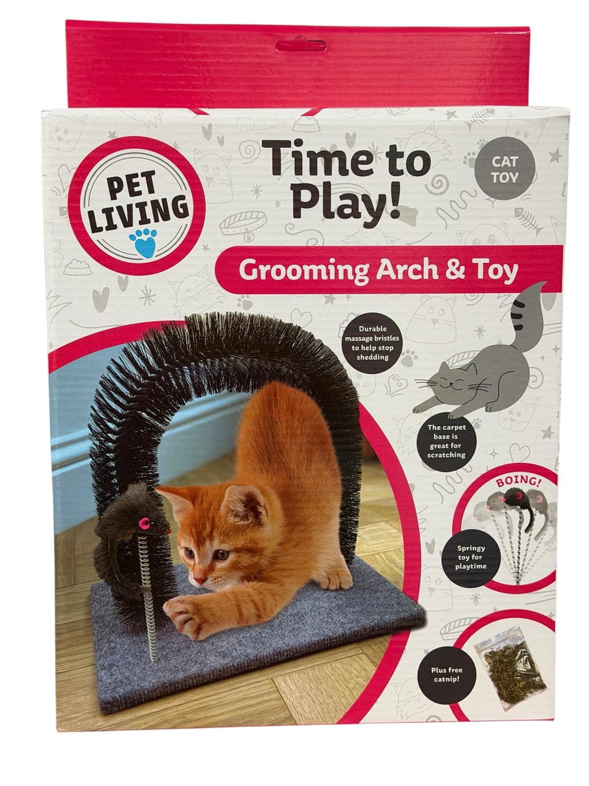 Cat Grooming Arch Toy- Self Groomer & Massager All in One Pet kitten Scratcher Kitten Arch Toy Free Catnip and spring toy for Cat Fun