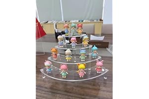 Gonice Small Clear Acrylic Display Riser, 4 Tier Desktop Display Stand for Mini Figurines, Doll, Corner Shelf for Home, Offic