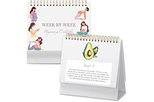 Gueevin Pregnancy Calendar Weekly Pregnancy Milestone Calendar with Scripture Pregnant Gifts for Expecting Mom, Baby Growth Tracker and First Time Parents Essentials, 44-Page Flip