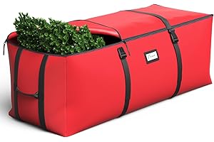 BROSYDA 7.5Ft Christmas Tree Storage Bag, Fit up to Artificial Xmas Trees, with Double Zipper & Buckle Straps, Handles for Easy Carry, 600D Oxford Fabric Waterproof and Dustproof. (Red)