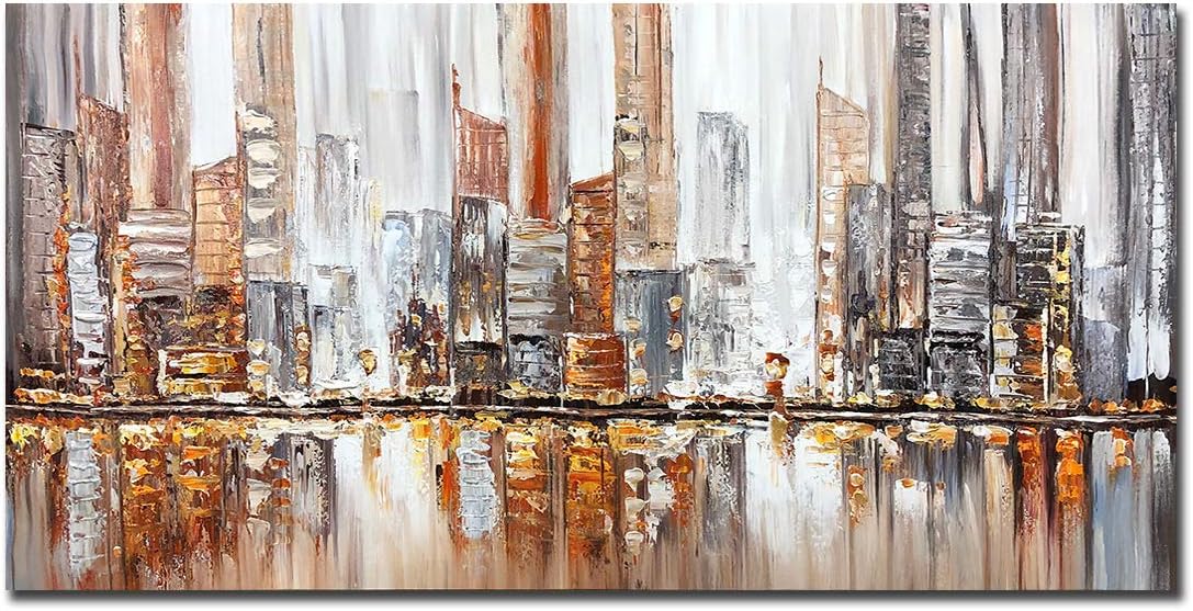 Tiancheng Art, 24x48 Inch Modern Abstract art 100% Hand Painted Canvas Oil Painting Acrylic Wall Art Living room Kitchen Bathroom Wall Decoration