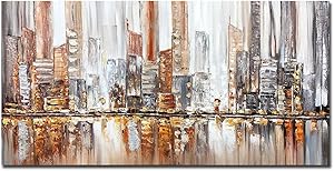 Tiancheng Art, 24x48 Inch Modern Abstract art 100% Hand Painted Canvas Oil Painting Acrylic Wall Art Living room Kitchen Bathroom Wall Decoration