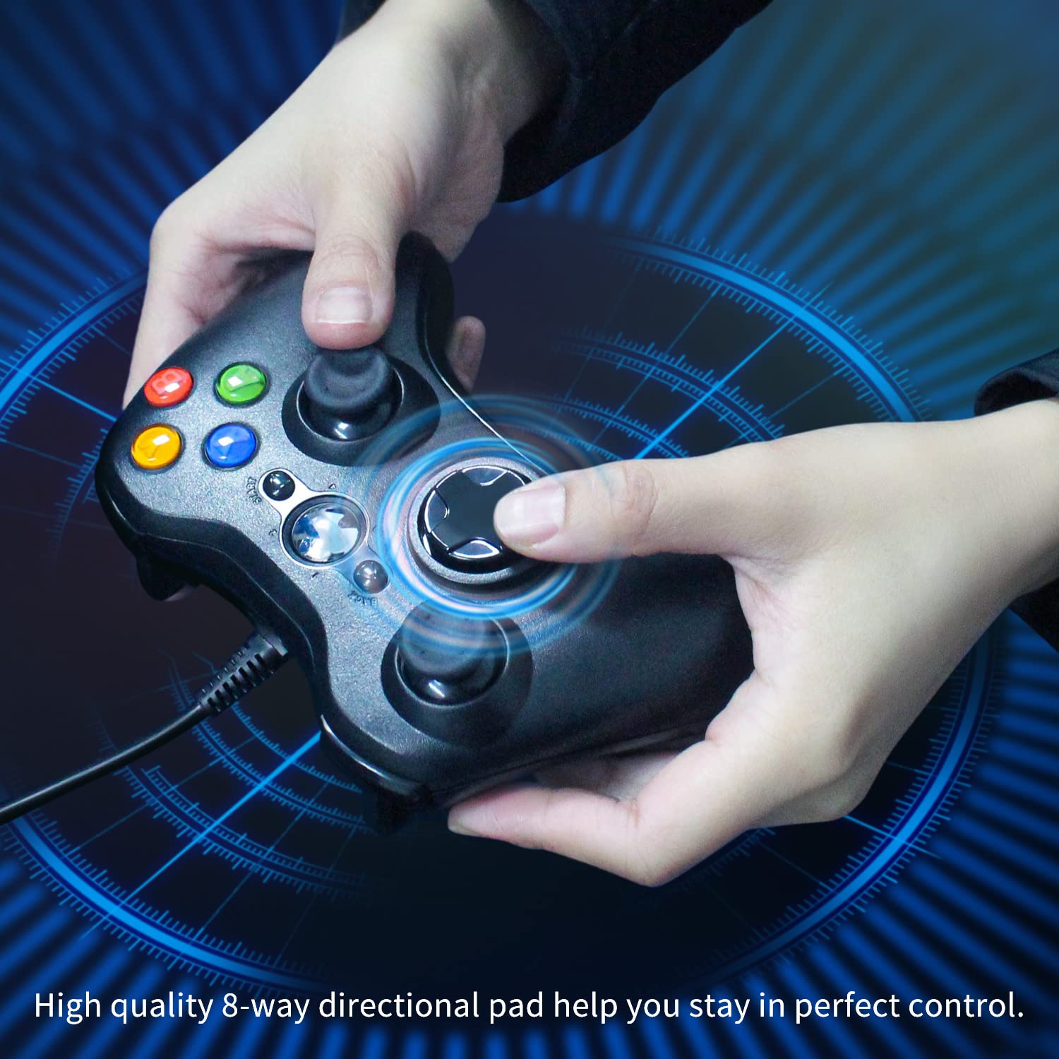 OSTENT Wired USB Controller Gamepad Joystick for Microsoft Xbox 360 Console Windows PC Laptop Computer Video Game Color Black