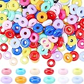SOFPLATE 200Pcs Flat Round Colorful Beads Abacus Beads Bulk Large Hole Lentil Oblate Small Opaque Assorted Acrylic Separated Loose Smooth Spacers for Jewelry Making Bracelets Necklaces DIY Crafts