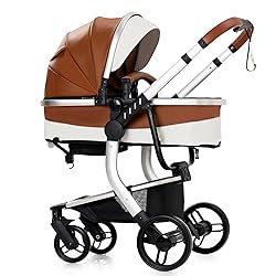 Aveainelle PU Leather 2 in 1 Baby Stroller with