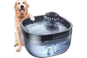 7L/1.8Gal Dog Water Fountain for Large Dog, FEELNEEDY Dog Water Bowl Dispenser Pet Water Fountain, Water Dispenser for Dogs with Ultra Quiet Pump for Multiple Pets with 3 Filters (FN-W05, Clear Blue)