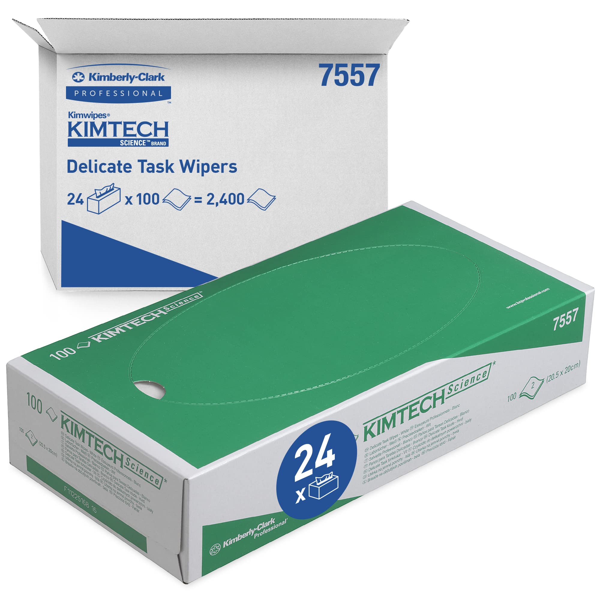 Kimtech Science Precision Wipes 7557 - 24 cartons x 100 sheets, 2 ply, white