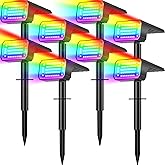 NACINIC Solar Color Changing Spot Lights Outdoor Waterproof IP65, [8 Pack/32 LED/7 Modes] 2-in-1 Landscape Spotlights, Auto On/Off High Lumens Solar Spot Lights for Outside Yard Garden Pathway Walkway