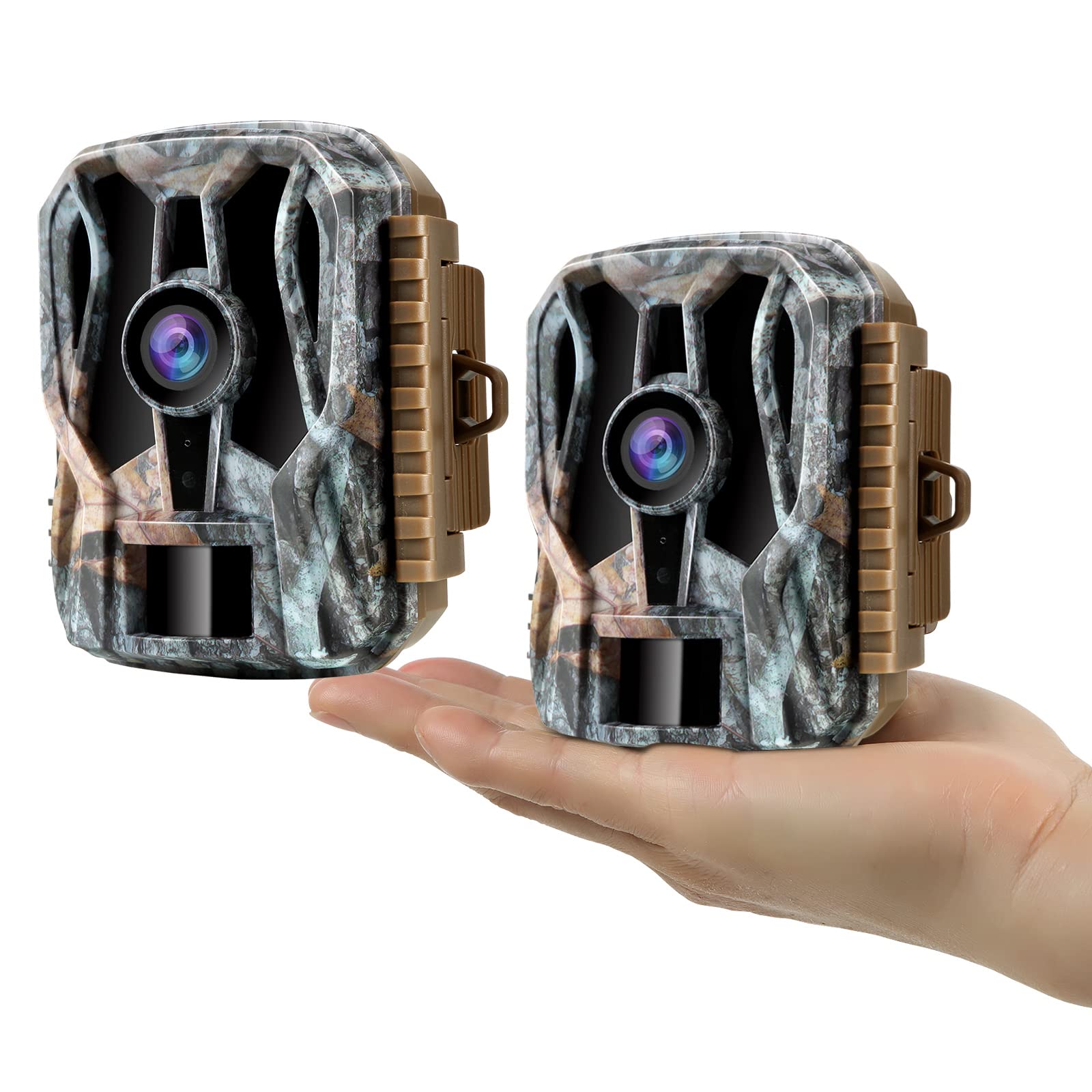 Folgtek 2-Pack 20MP 1080P Mini Wildlife Cameras with Night Vision Fast Trigger Time 120° Wide Angle IP65 Waterproof for Outdoor, Backyard Security