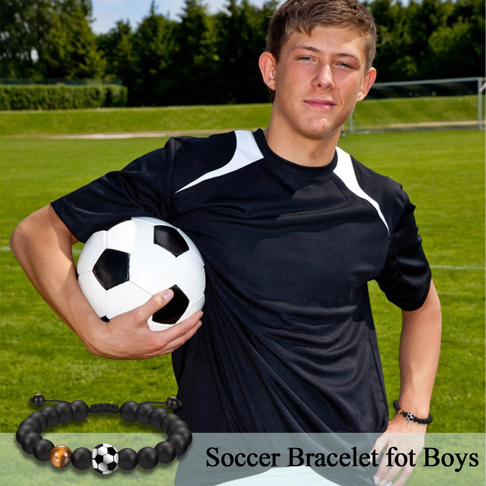 Soccer Football Basketball Baseball Hockey Bracelet Gifts for Boys Players Team Lovers Son Grandson Brother Nephew Friend as Birthday/Valentines Day/Graduation/Back to School/Christmas Gifts