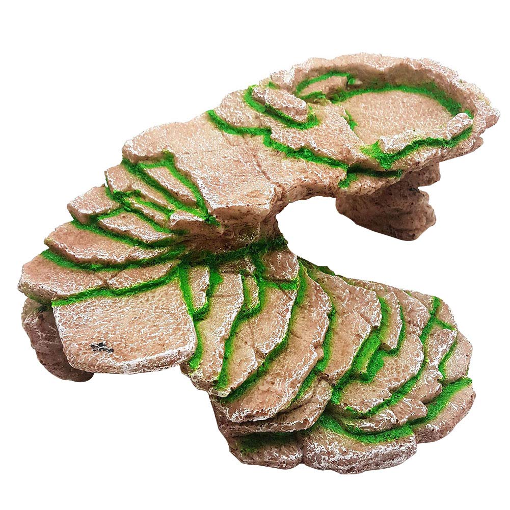 OMEM Turtle Basking Ramp Platform Reptile Breeding Box Shelter Habitat Terrarium Decoration (Yellow)