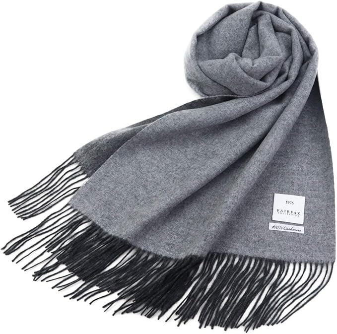 Amazon フェアファクス Fairfax リバーシブルの大判カシミアマフラー グレー系 無地 カシミヤ100 メンズマフラー 灰色ソリッド Mf4066 ストール マフラー 通販