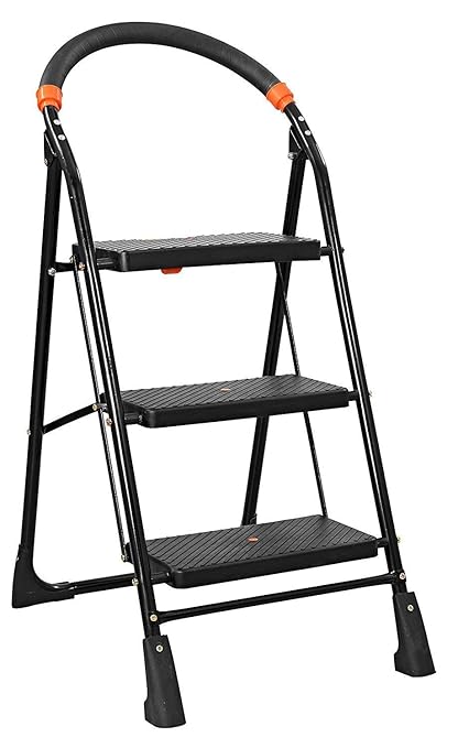 PAffy High Tensile Steel Folding Ladder with Wide Steps