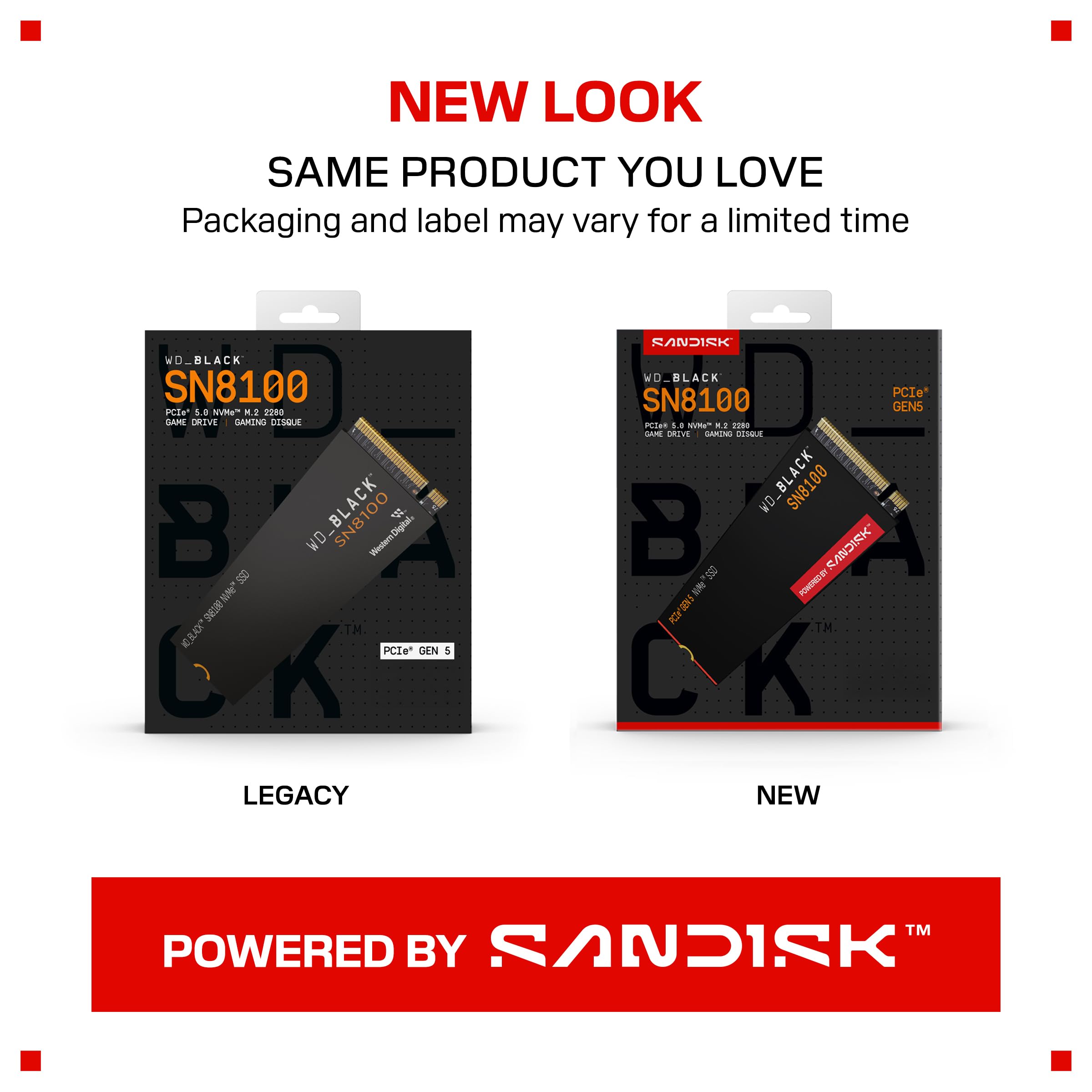 WD_BLACK 2TB SN8100 NVMe SSD Internal Solid State Drive - Gen 5 PCIe 5.0x4, M.2 2280, Seq. Read Speeds Up to 14,900 MB/s, Best for AI Applications, Gaming, and Video Editing - WDS200T1X0M