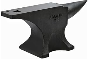 Easmvetaln 55Lbs Cast Steel Anvil,Single Horn Anvil,High Hardness Round Horn Anvil Blacksmith with Large Countertop and Stable Base,Metalsmith Tool for Bending and Shaping,Black