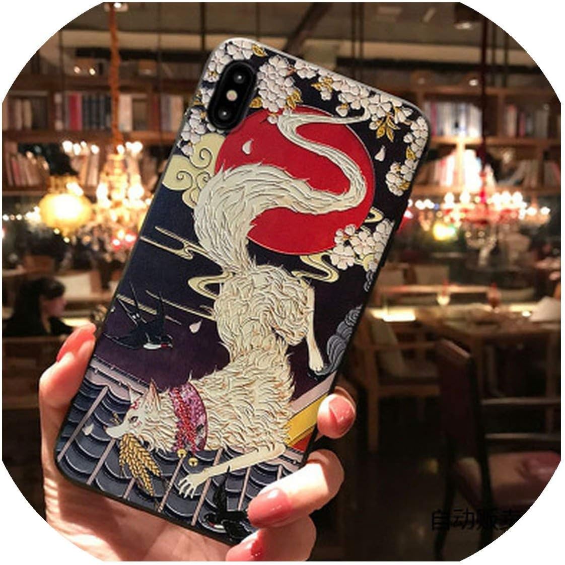 Japanese Anime Fox Back Phone Case for Samsung S10 Plus S9 Plus S8 Case 3D Embossed Cover for Samsung Note 9 Note 8 S10e S10 S8,for Samsung s8,SAC008