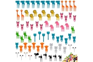 75-Pack Reusable Animal Food Picks for Kids | BPA-Free Plastic Forks & Toothpicks | Fun Bento Box Accessories for Toddler Lun