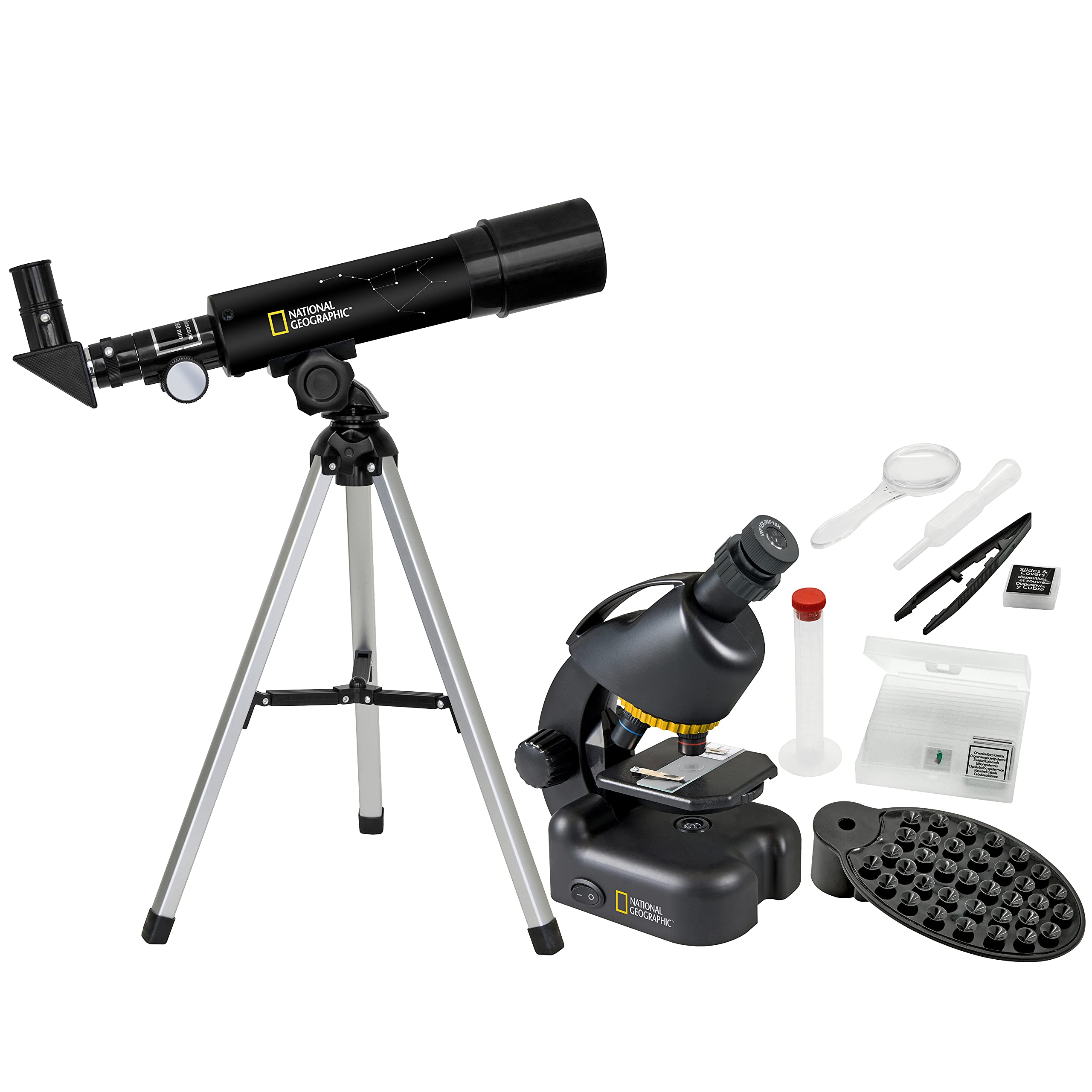 National Geographic telescope + microscope compact with smartphone holder