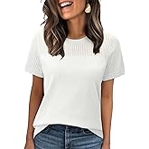 WIHOLL Short Sleeve Sweater for Women Trendy Summer Tops 2025 Early Fall Fashion Business Casual Outfits