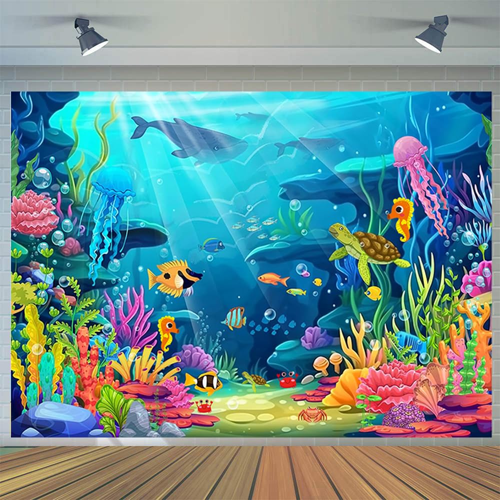 Undersea Backdrop (Pack of 6)並行輸入 Summer Undersea Landscape Coral Combo Set Backdrop - Aperturee
