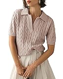 Imily Bela Women's Cable Short Sleeve Sweaters Tops
