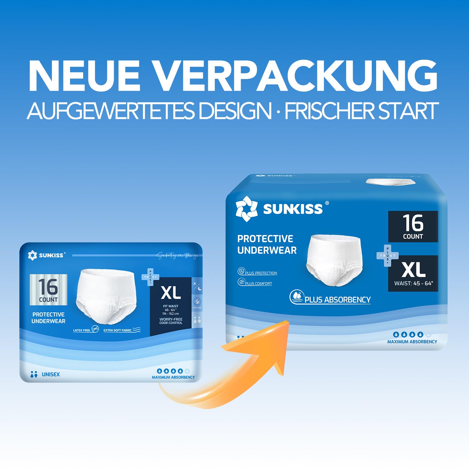 SUNKISS TrustPlus Inkontinenz Pants für Erwachsene, Saugfähige Windelhosen mit Elastischen Bündchen für Männer und Frauen, Diskreter Auslaufschutz bei Blasenschwäche, Größe XL, 16 Stück 6