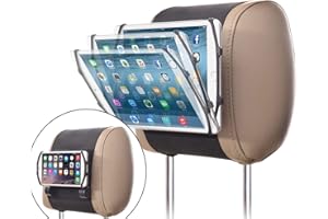 Car Headrest Mount Holder TFY Angle Adjustable Car Headrest Mount Holder with Silicon Holding Net for Phones and Tablets