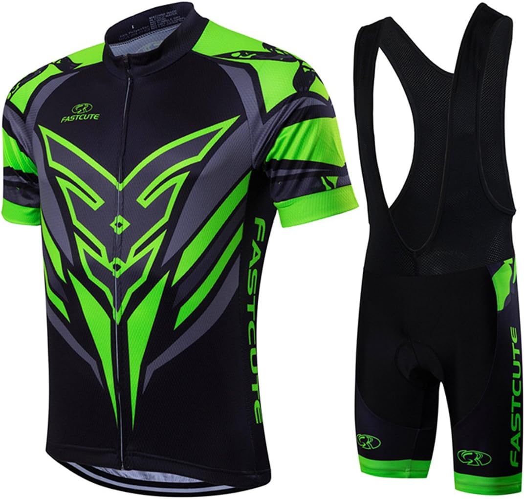 RUIKODOM Summer Black and Green Cycling Jersey with Bib Shorts Suit For men Bike Clothes Set