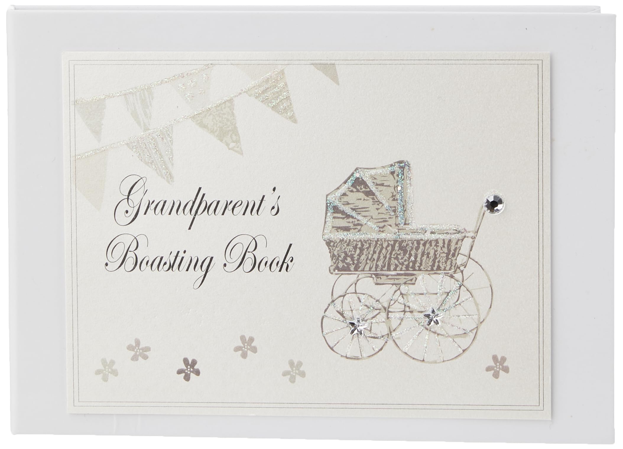 White Cotton Cards Grandparent's Boasting Book Tiny Album (Blue Pram and Bunting)