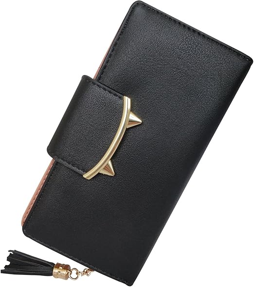 Amazon Heysun かわいい猫の耳 小銭入れ レディース 長財布 マネークリップ カードケース ブラック 7 56 3 74 1 06 Heysun 財布