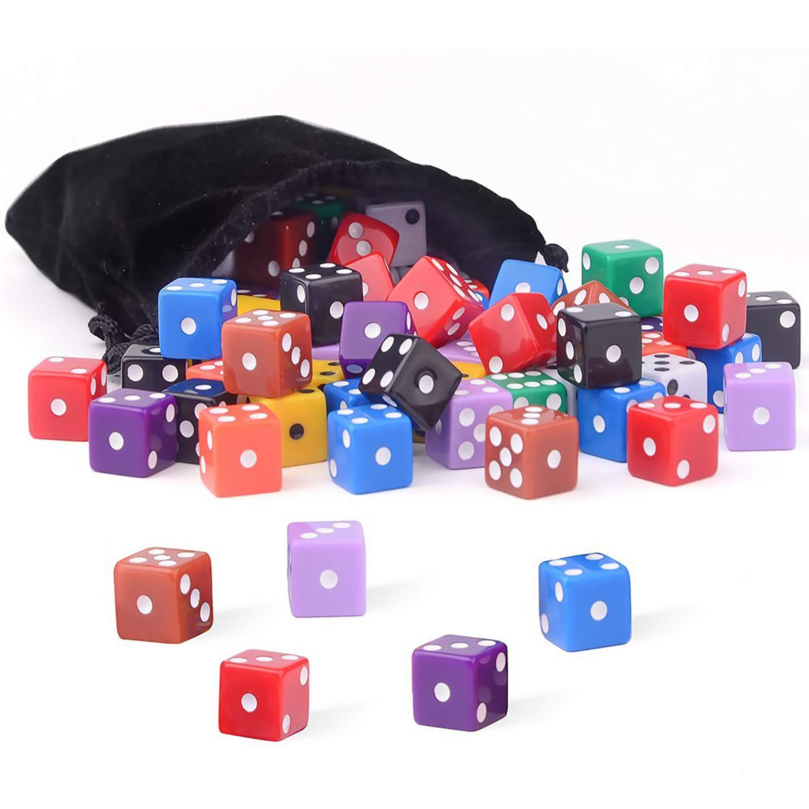 AUSTOR 100 Pieces Game Dice Set 10 Colors Square Corner Dice with Storage Bag, Play Games Like Tenzi, Farkle, Yahtzee, Bunco or Teaching Math