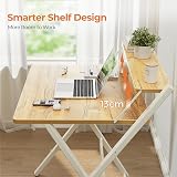 GreenForest Foldable Desk Oak No Assembly Small Desk with Monitor Shelf view 5