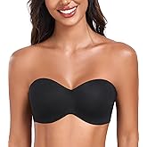 DotVol Women's Plus Size Unpadded Seamless Underwire Bandeau Minimizer Strapless Bra