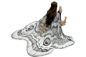 RYSHMAN Halloween Butterfly Wings Costume for Women Girls Printed Moth Cape Shawl Wrap Moth Butterfly Cloak