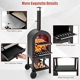 TANGZON Outdoor Pizza Oven Wood Fired with Thermometers and Cover 64x53x162cm view 7