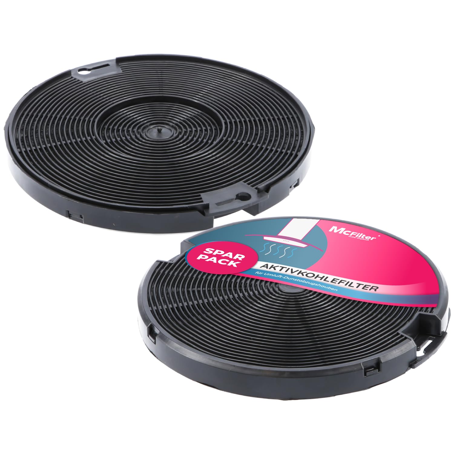 Mcfilter Lot De 2 Filtres À Charbon Actif - Diamètre : 150 Mm - Pour Hotte Aspirante Eff75, Aeg 405509371/2, Faber 112.0067.944 + 112.0254.245, Ikea 203.383.74, Nyttig Fil 500