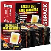 Large Hand Warmers Disposable - Up to 20 Hours of Heat - 50/100 Pack Super Long Lasting Air Activated Warmers, All Natural & Portable for Body, Hands & Toes - Odorless Hot Warmer Heater