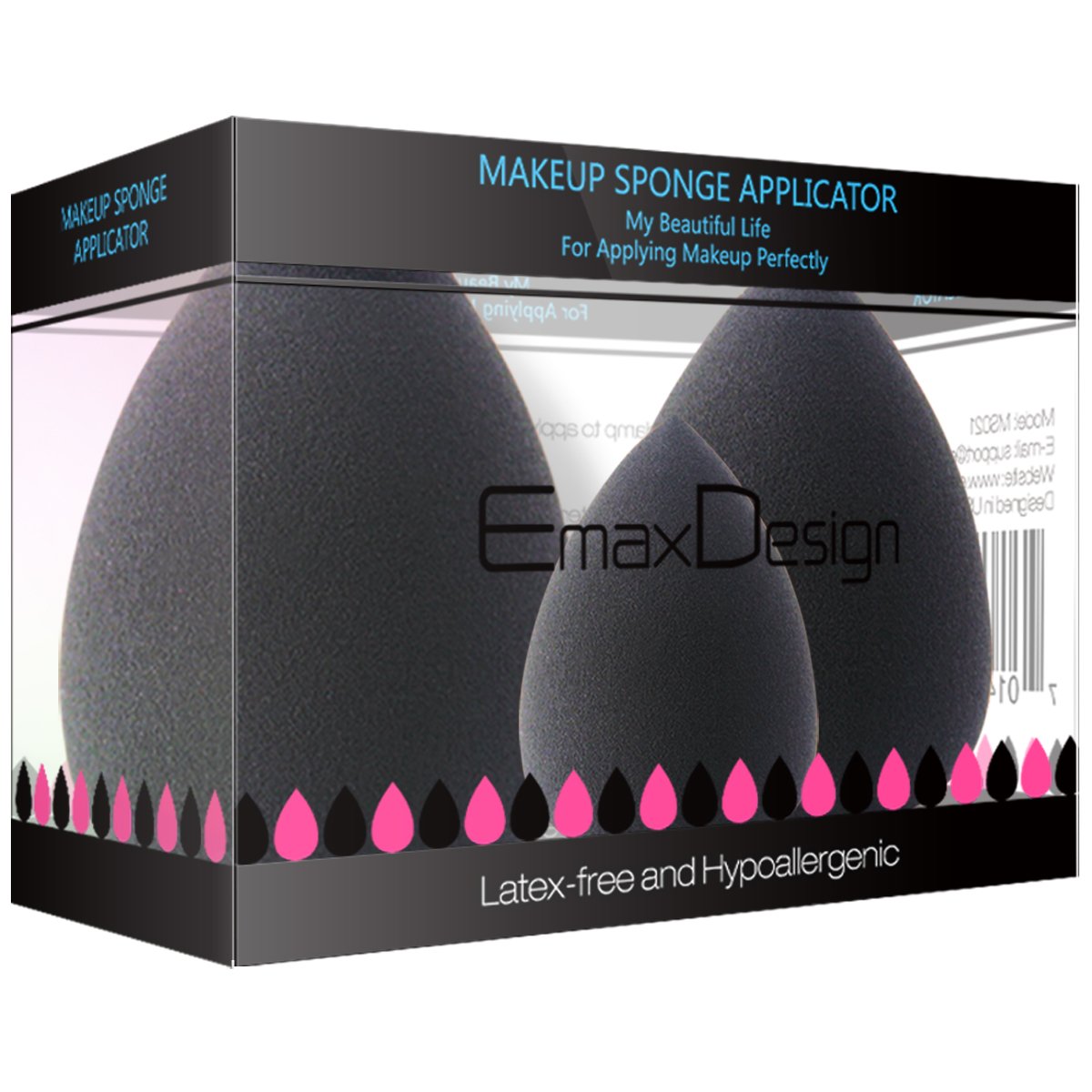 EmaxDesign 3 Pieces Makeup Blender Sponge Set, Foundation Blending Blush Concealer Eye Face Powder Cream Cosmetics Beauty Make up Sponges. latex free, non-allergenic and odour free : Beauty