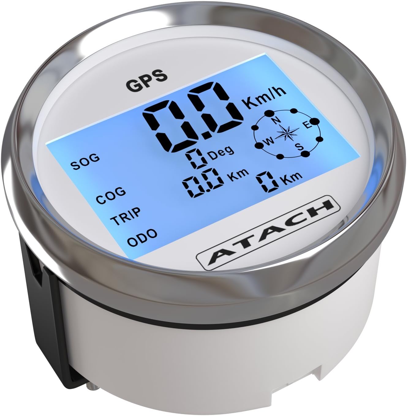 33/8'' ATACH DIGITAL GPS speedometer with high speed recall (WHITE