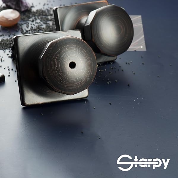 STARPY 6 PACK DOOR KNOB WITH LOCK FOR BATHROOM AND BEDROOM,INTERIOR PRIVACY DOOR KNOB (AGED BRONZE)