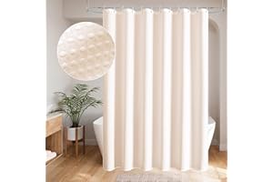 MitoVilla Pink Waffle Fabric Shower Curtain, Heavy Waffle Weave Textured Shower Curtains for Modern Luxury Bathroom Decor, Weighted Hotel Spa Shower Curtain, 72 x 72, Blush Pink