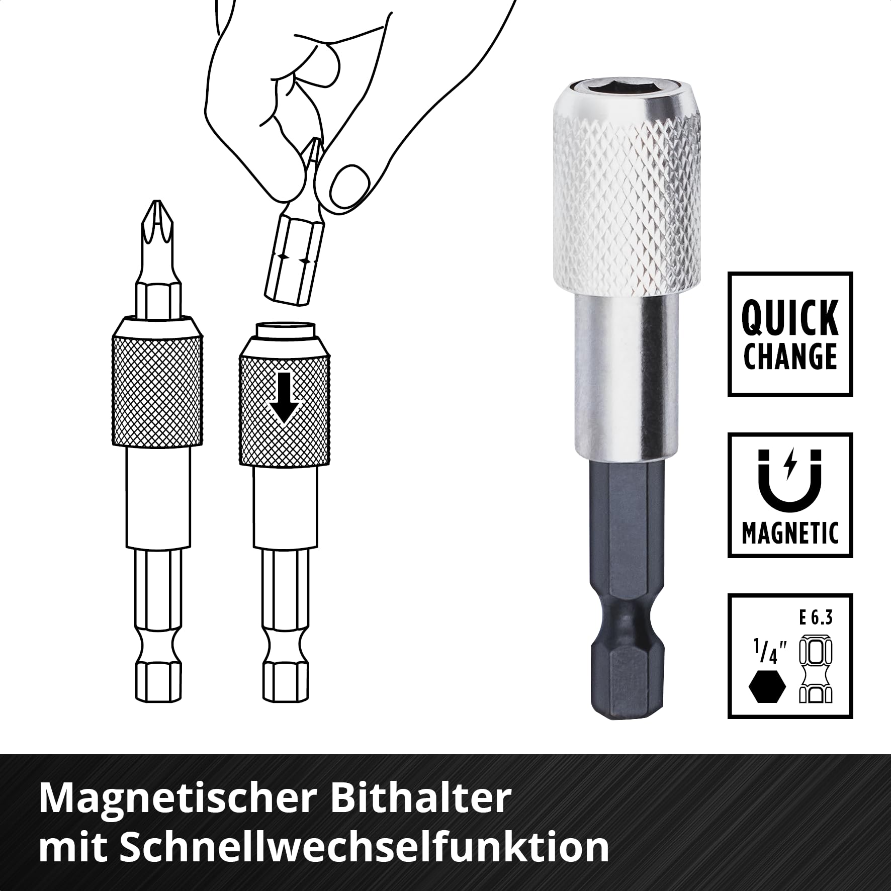 Original Einhell M-CASE 42-tlg. Bit-Set (25-mm-Bits, 50-mm-Bits, Magnethalter, Steckschlüssel, Schnellwechselbithalter inkl. Aufbewahrungsbox) 4