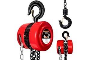 KITUYOTO Hand Chain Hoist, 2200 lbs /1 Ton Capacity Chain Block with 12ft Lifting Height, Upgrade G80 Galvanized Chain,Manual Hoist with Industrial Grade Steel Construction for Transport & Workshop