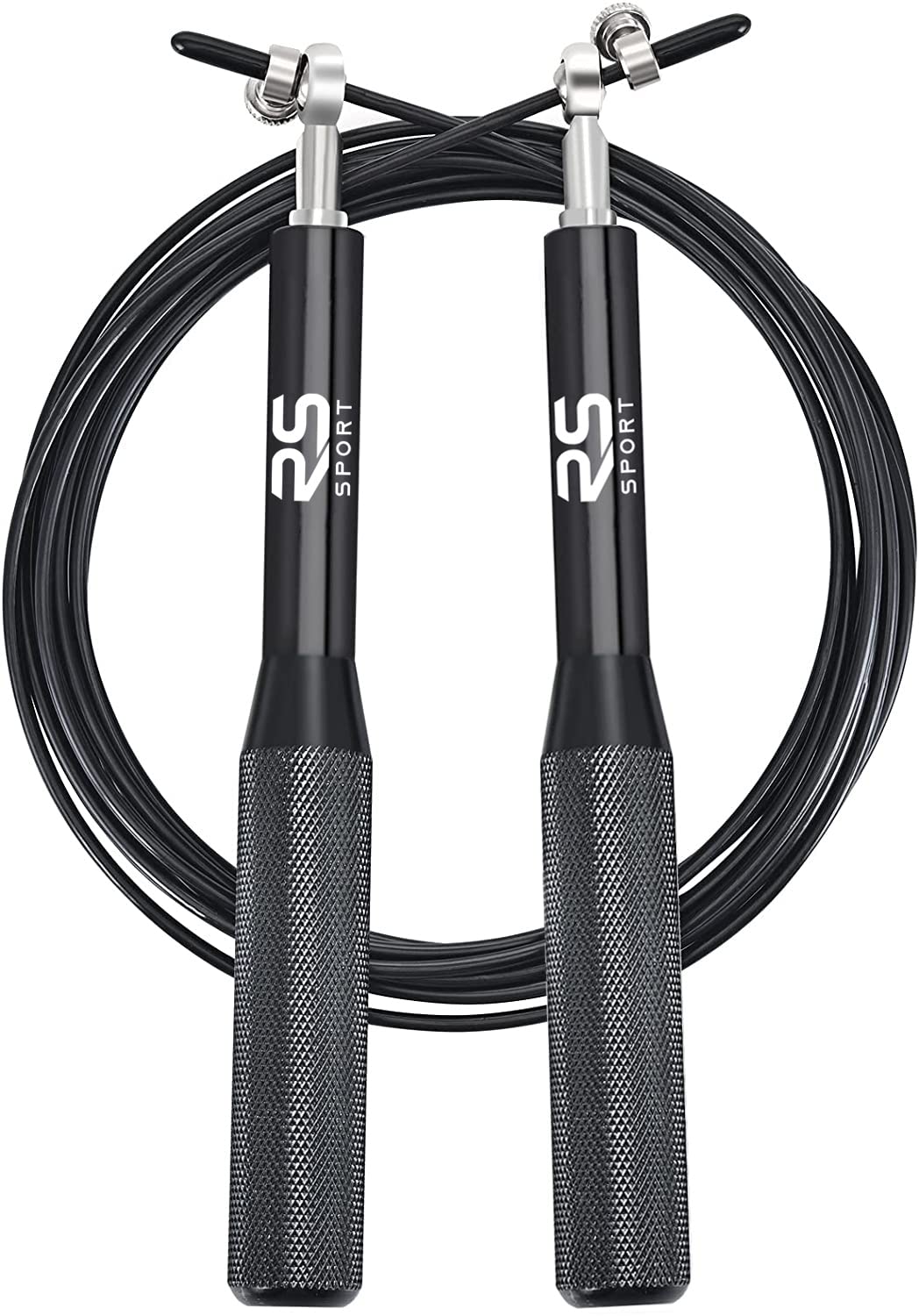 RS SPORT Jump Rope, Adjustable Skipping Rope with 2 Cables, Aluminium Handles, PVC Coated Steel Cable, for Men and Women