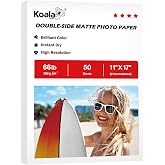 Koala Double Sided Thick Matte Photo Paper 11x17 Inch 66LB 50 Sheets | 250gsm Heavyweight Cardstock Paper Compatible with Ink